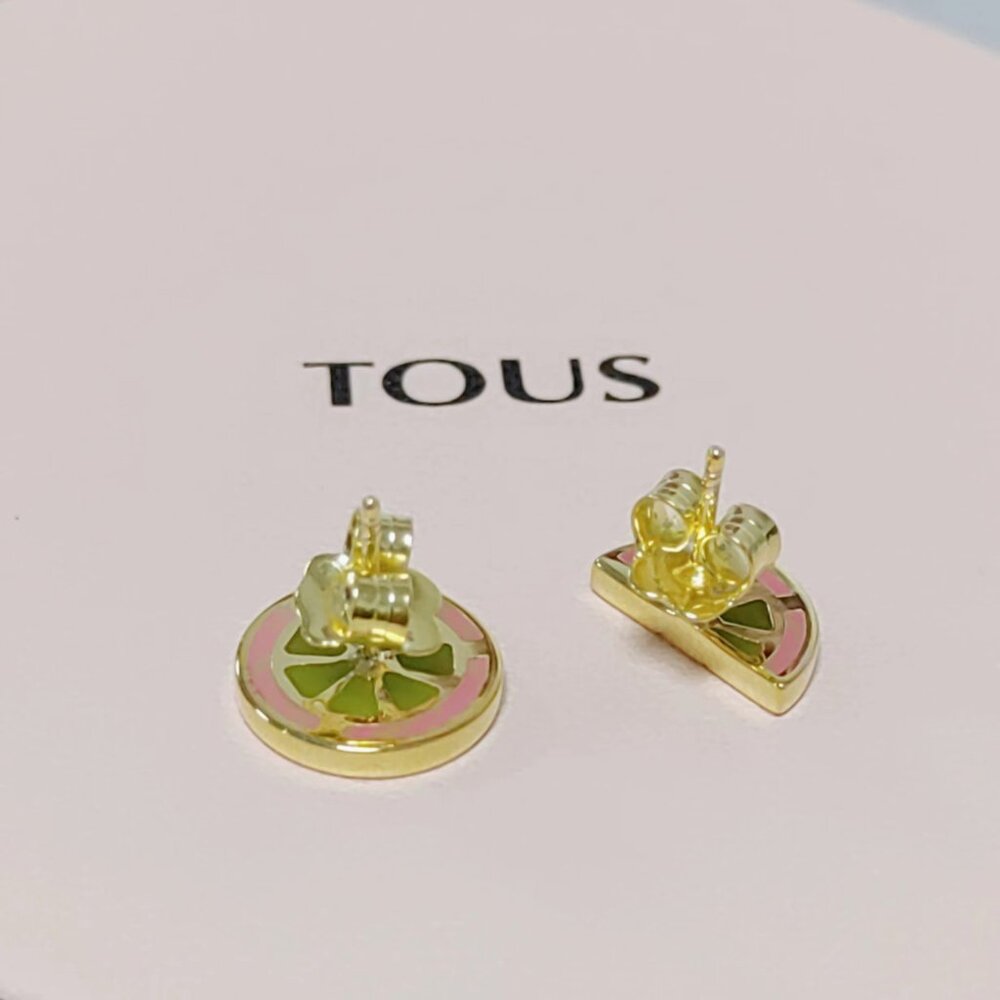 TOUS Earring Silver Vermeil TOUS St. Tropez Cup Earrings with enamel Women Jewel - Picture 3 of 5